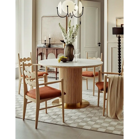 Bek Round Dining Table, White｜ DC Concept