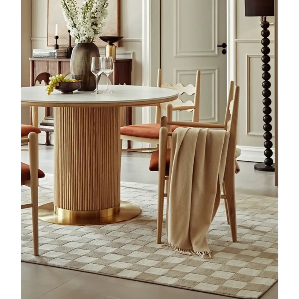 Bek Round Dining Table, White｜ DC Concept