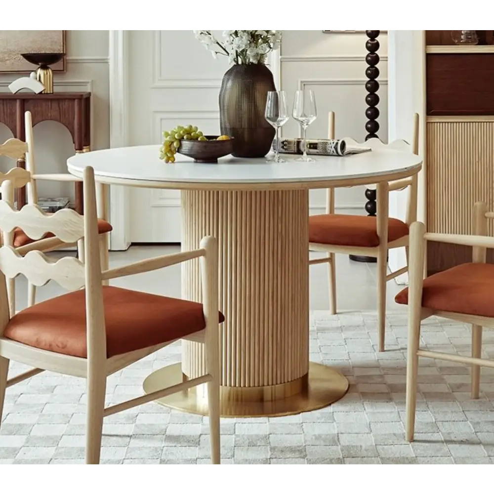 Bek Round Dining Table, White｜ DC Concept