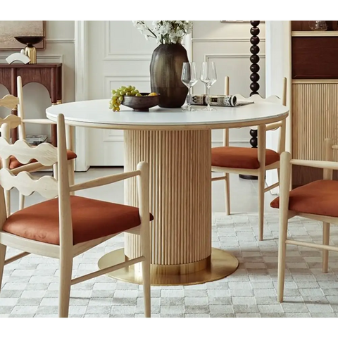 Bek Round Dining Table, White｜ DC Concept