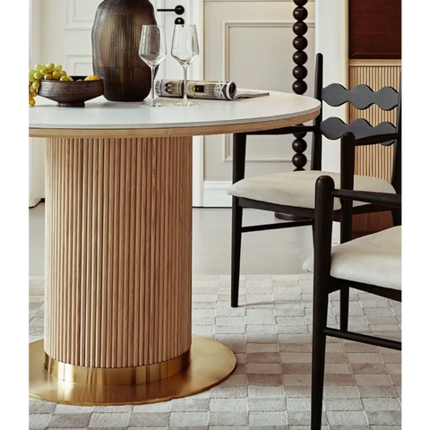 Bek Round Dining Table, White｜ DC Concept