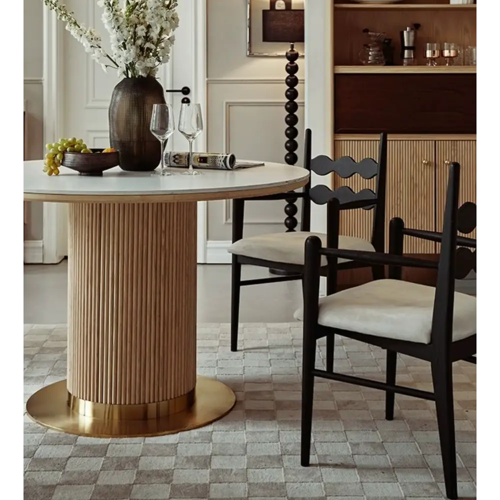 Bek Round Dining Table, White｜ DC Concept