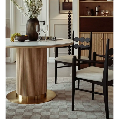 Bek Round Dining Table, White｜ DC Concept