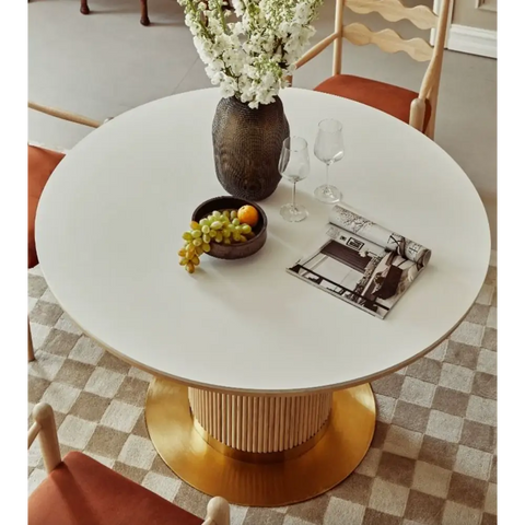 Bek Round Dining Table, White｜ DC Concept