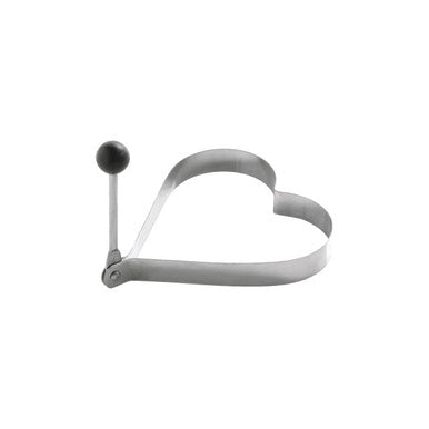 Bellano heart shape egg ring in stainless steel with a black spherical handle perfect for cooking eggs
