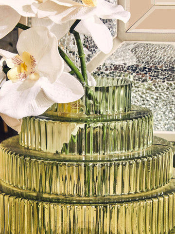 Benka Large Green Ribbed Glass Vase
