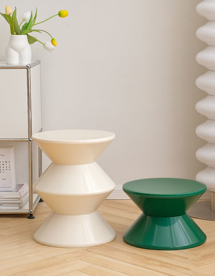 Cream and green geometric glossy modern side tables perfect as bennio dressing table stools for stylish spaces
