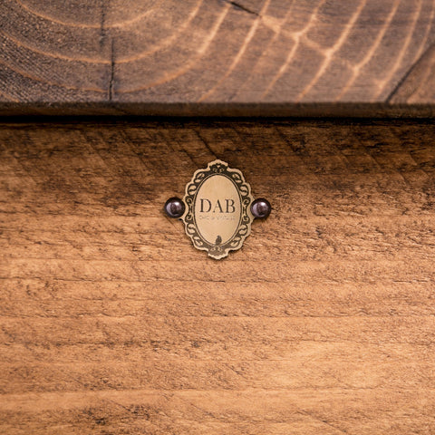 Antique brass oval plaque with ornate scrollwork engraved dab and chic vintage on bespoke work from home desk furniture care kit