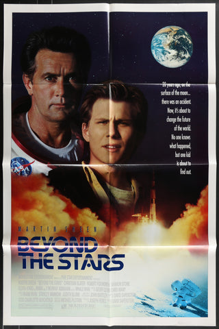Vintage beyond the stars 1989 us one sheet movie poster featuring martin sheen space travel and moon astronaut imagery