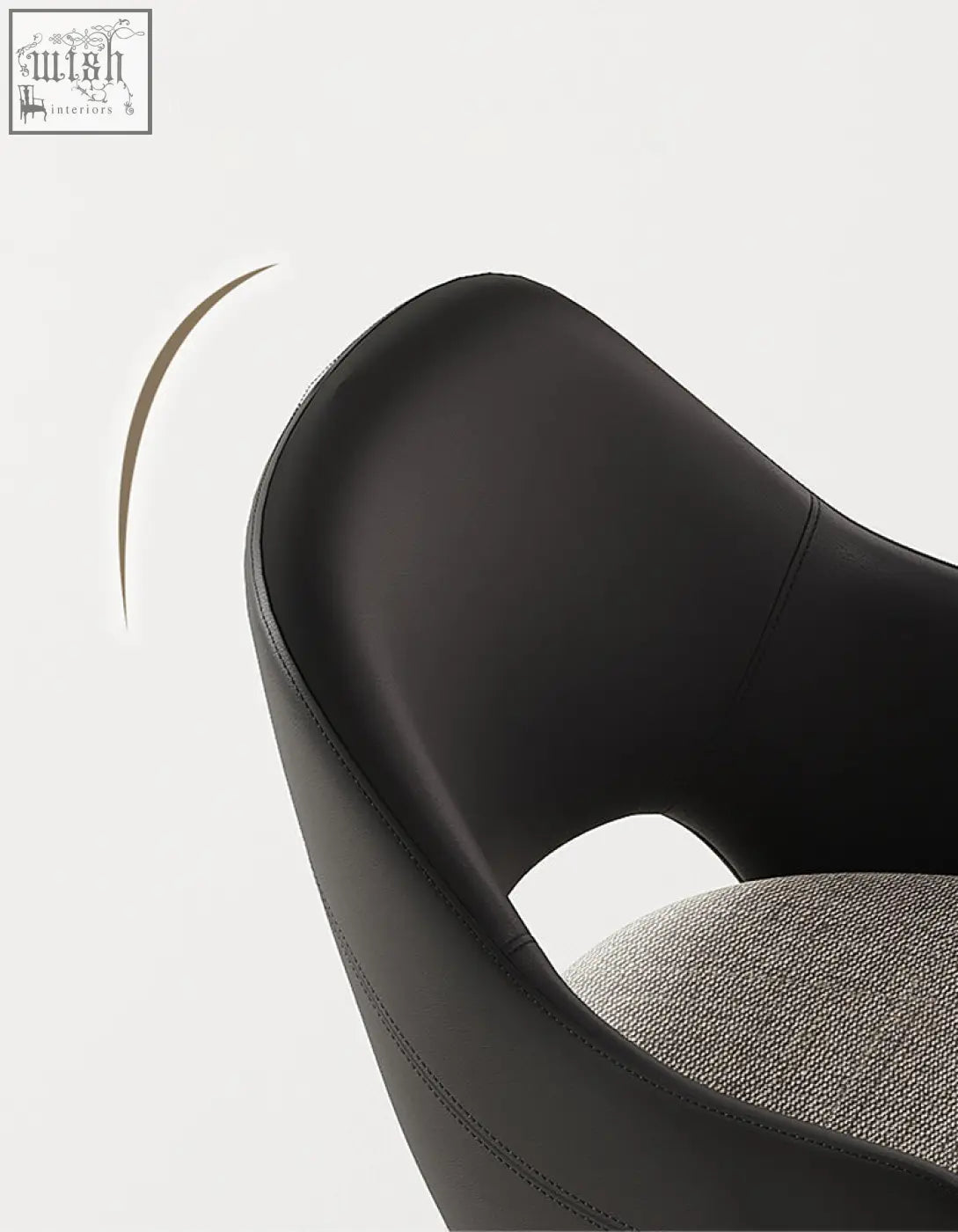 Bianchi dining chair leather in black with sleek curved leather back and gray textured seat for stylish dining chairs offer