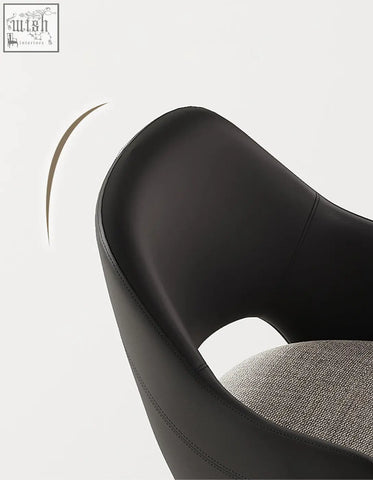 Bianchi dining chair leather in black with sleek curved leather back and gray textured seat for stylish dining chairs offer