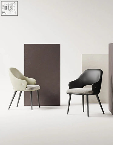 Modern bianchi dining chair with black and cream leather seats, tapered legs, perfect for stylish dining rooms and dining chairs offer