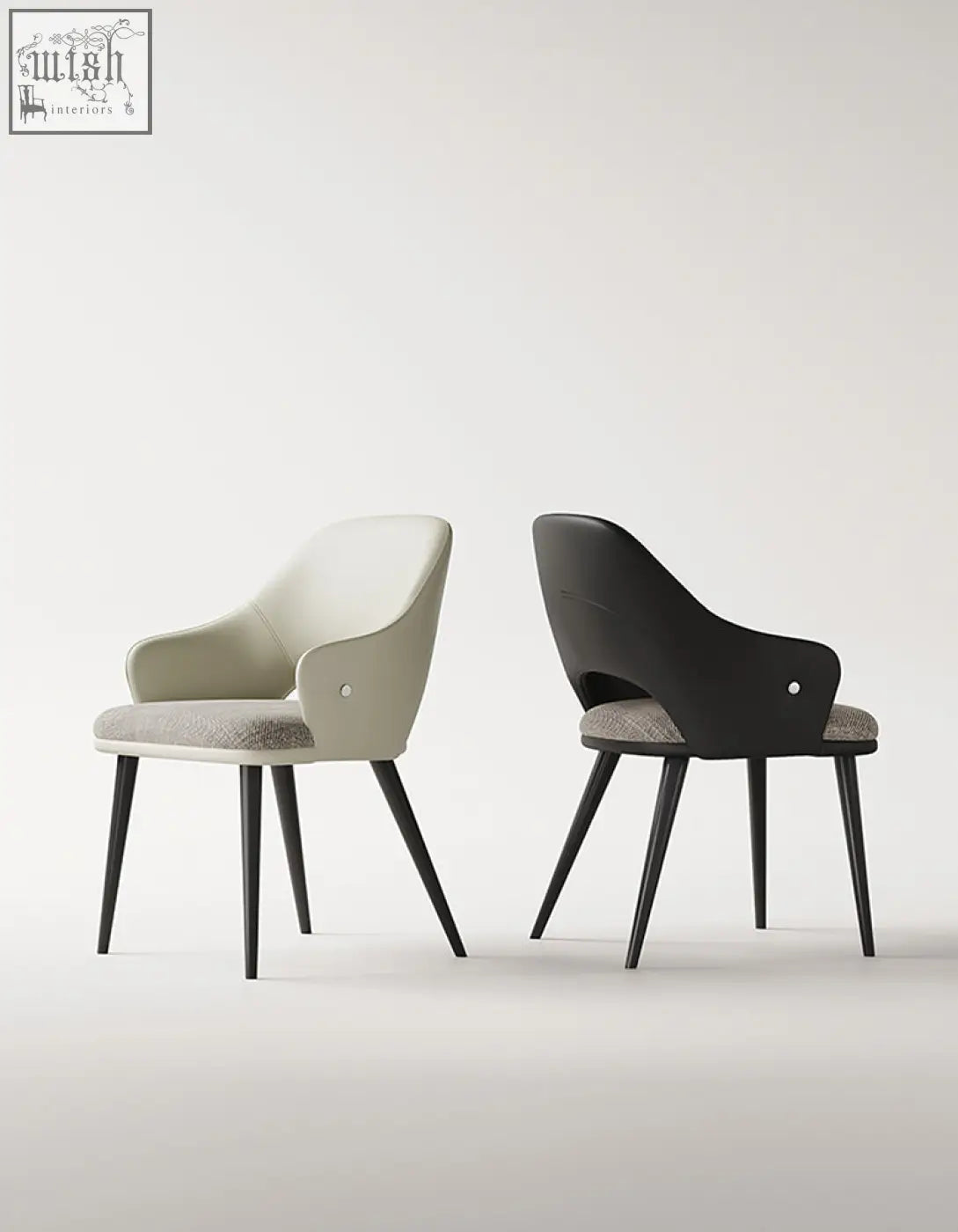 Bianchi dining chair leather with sleek modern dining chairs offer upholstered seats in off-white and black for dining room use