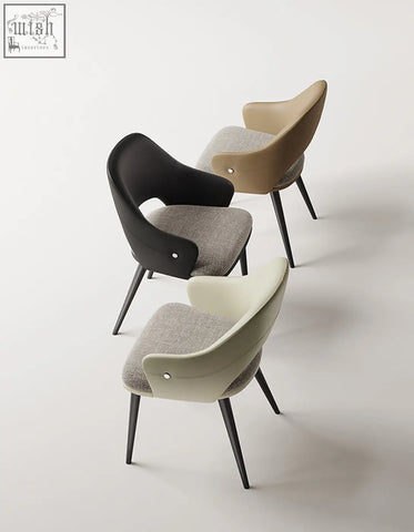 Modern minimalist bianchi dining chairs with black metal legs gray leather seats perfect for stylish dining rooms
