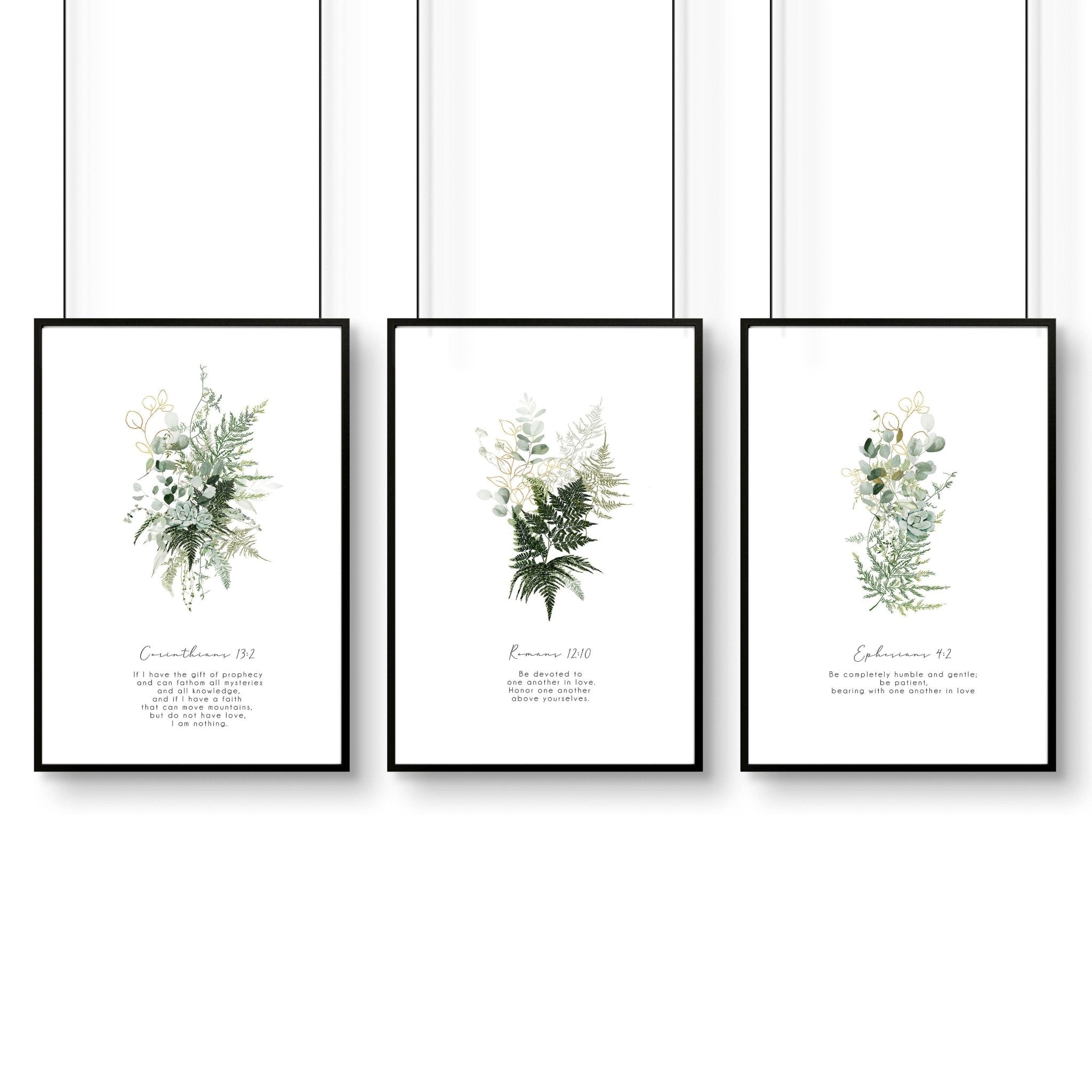 Bible verse wall art for living room | set of 3 wall art prints
