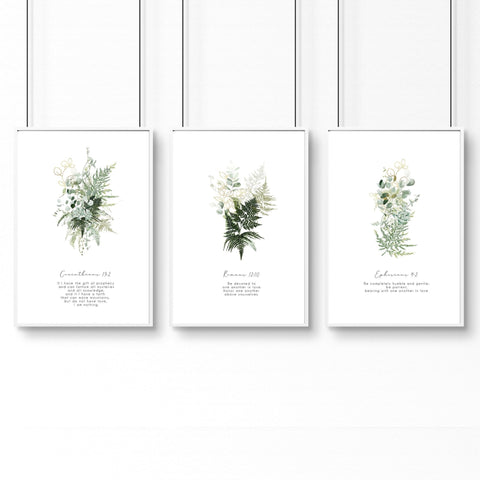 Bible verse wall art for living room | set of 3 wall art prints
