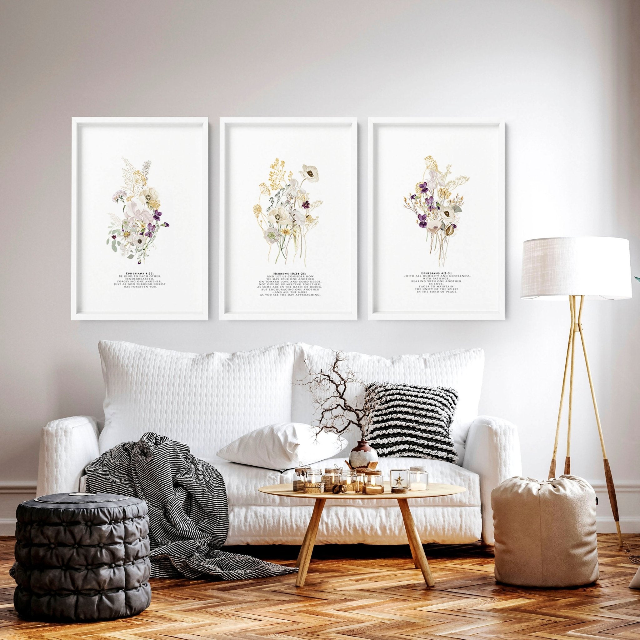 Wall art with bible verses | set of 3 framed wall art prints