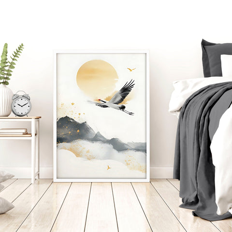 Big Wall Art For Bedroom | Set of 3 Asian Inspired Wall art Prints