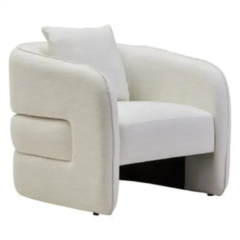 Bilani Cream Linen Effect Curved Chair - Chair
