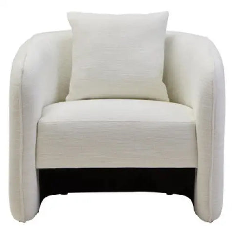 Bilani Cream Linen Effect Curved Chair - Chair