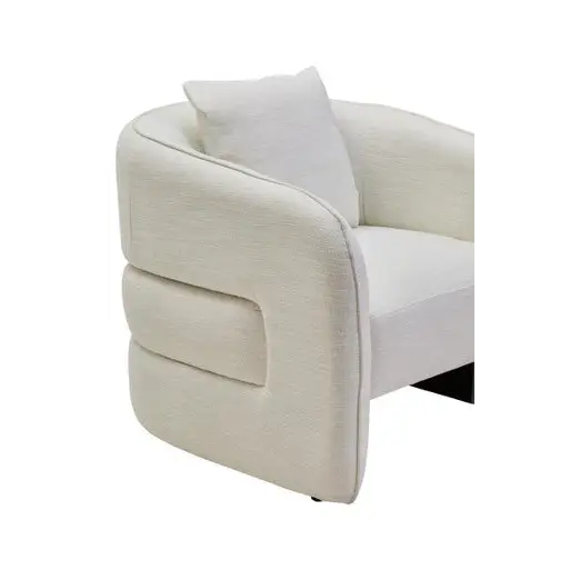 Bilani Cream Linen Effect Curved Chair - Chair