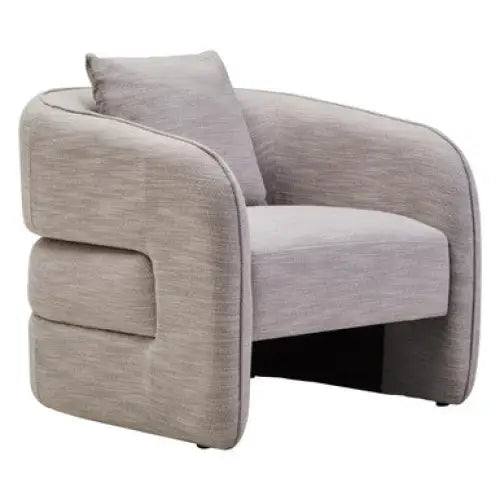 Bilani Grey Linen Effect Curved Chair - Arm Chair