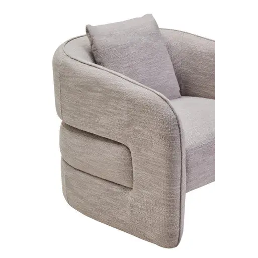 Bilani Grey Linen Effect Curved Chair - Arm Chair