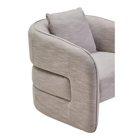 Bilani Grey Linen Effect Curved Chair - Arm Chair