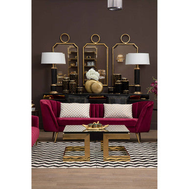Binky 3 Seat Wine Velvet Sofa