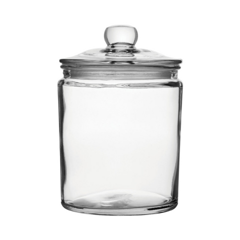 Biscotti glass jar 1.9L clear glass with matching lid and rounded knob perfect for storing treats