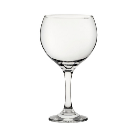 Clear glass bistro gin goblet with a slender stem and rounded bowl perfect for 640ml gin drinks