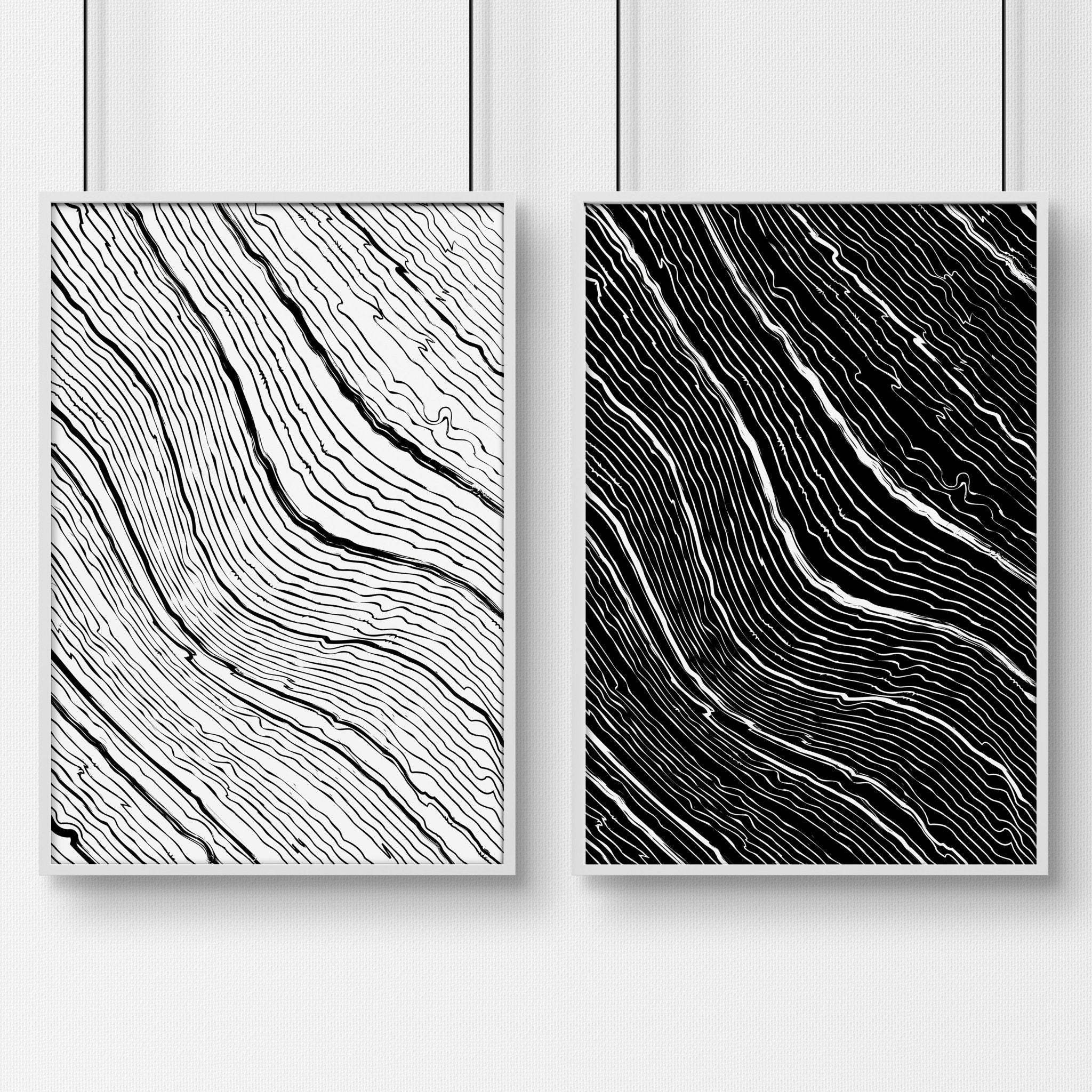 Line art for bedroom | set of 2 Black and White wall art prints