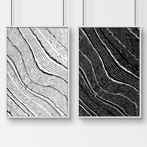 Line art for bedroom | set of 2 Black and White wall art prints