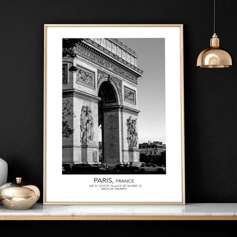 Black and white print set of 3 Paris wall art