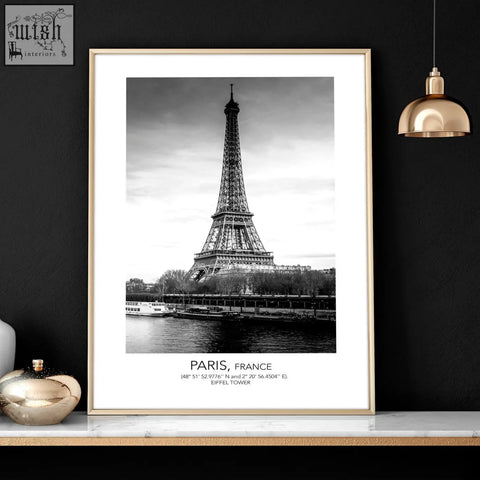 Black and white framed print of the eiffel tower perfect paris wall art for stylish paris wall decor set of 3