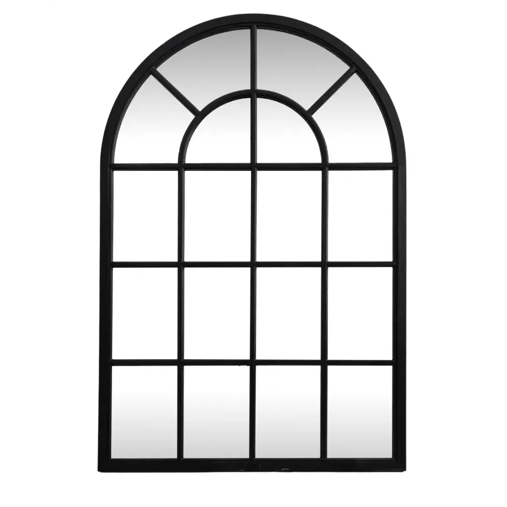 Black Arched Wood Window Mirror 135 cm - Mirrors