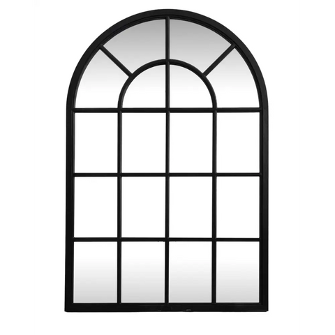Black Arched Wood Window Mirror 135 cm - Mirrors