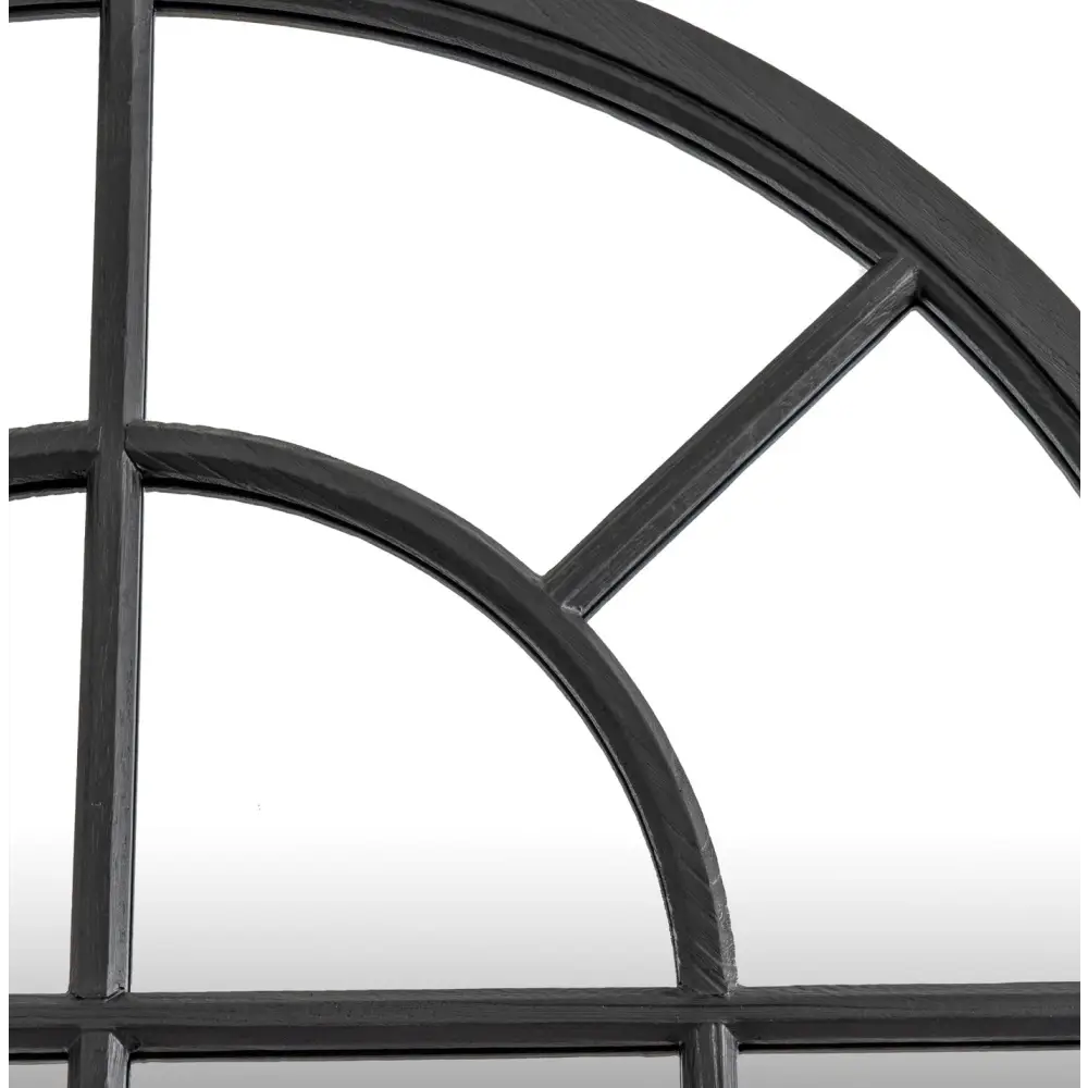 Black Arched Wood Window Mirror 135 cm - Mirrors