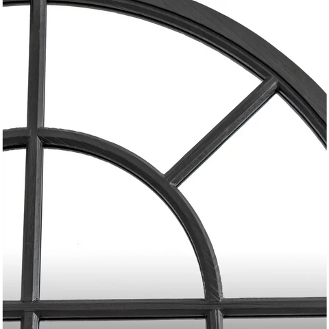 Black Arched Wood Window Mirror 135 cm - Mirrors