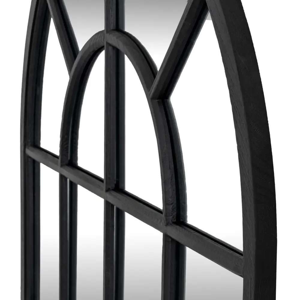 Black Arched Wood Window Mirror 135 cm - Mirrors