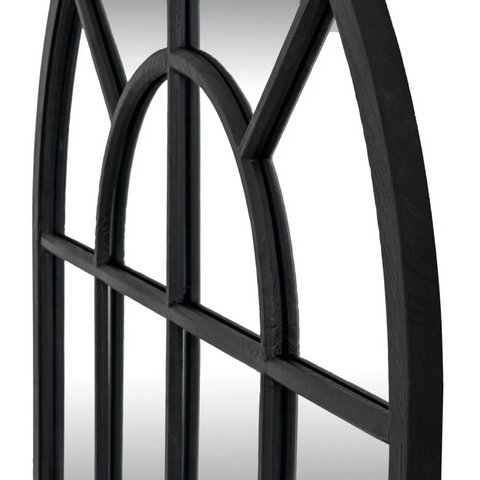 Black Arched Wood Window Mirror 135 cm - Mirrors