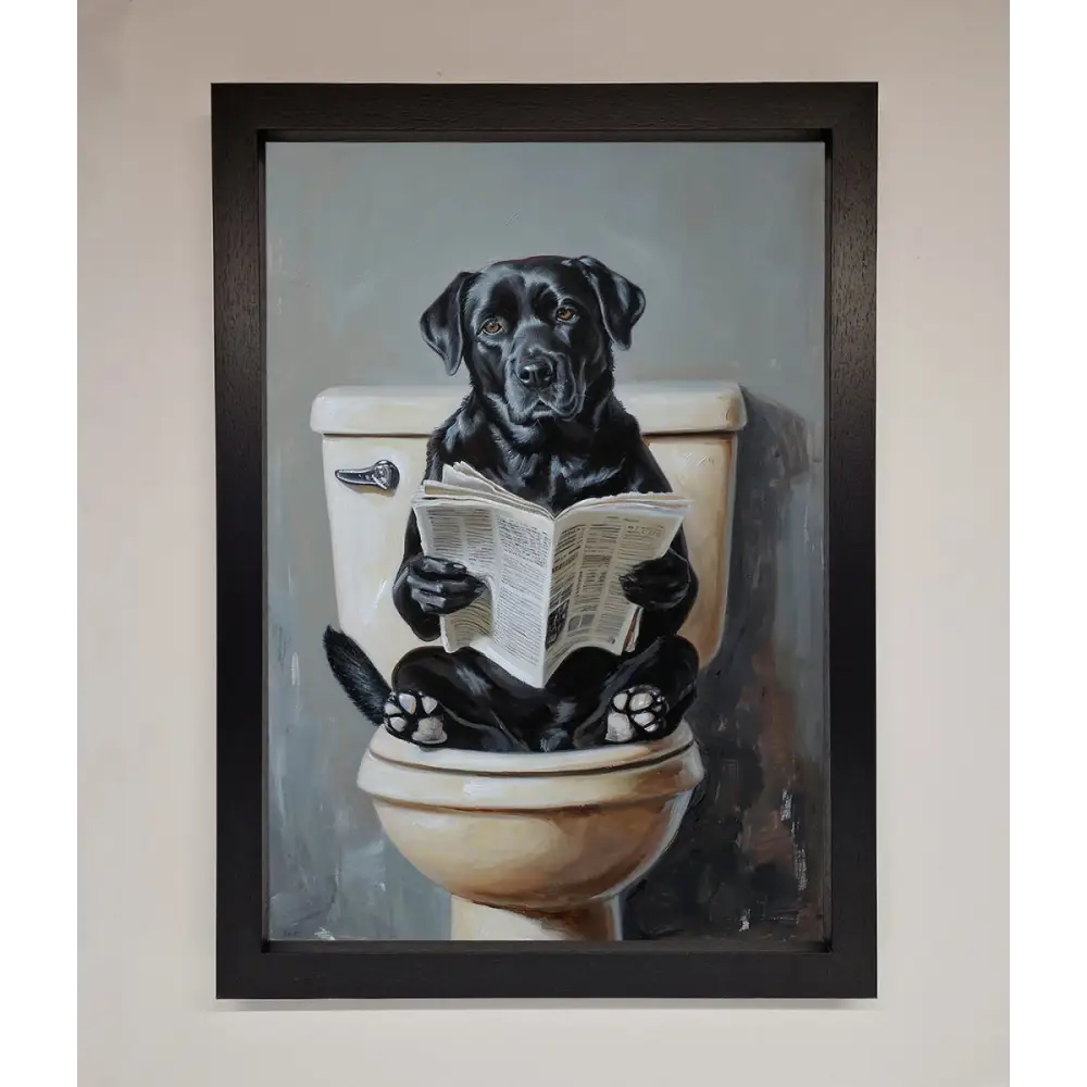 Black Lab On The Toilet Framed Poster - A3 (29.7 x 42 cm) / Black - Framed Print