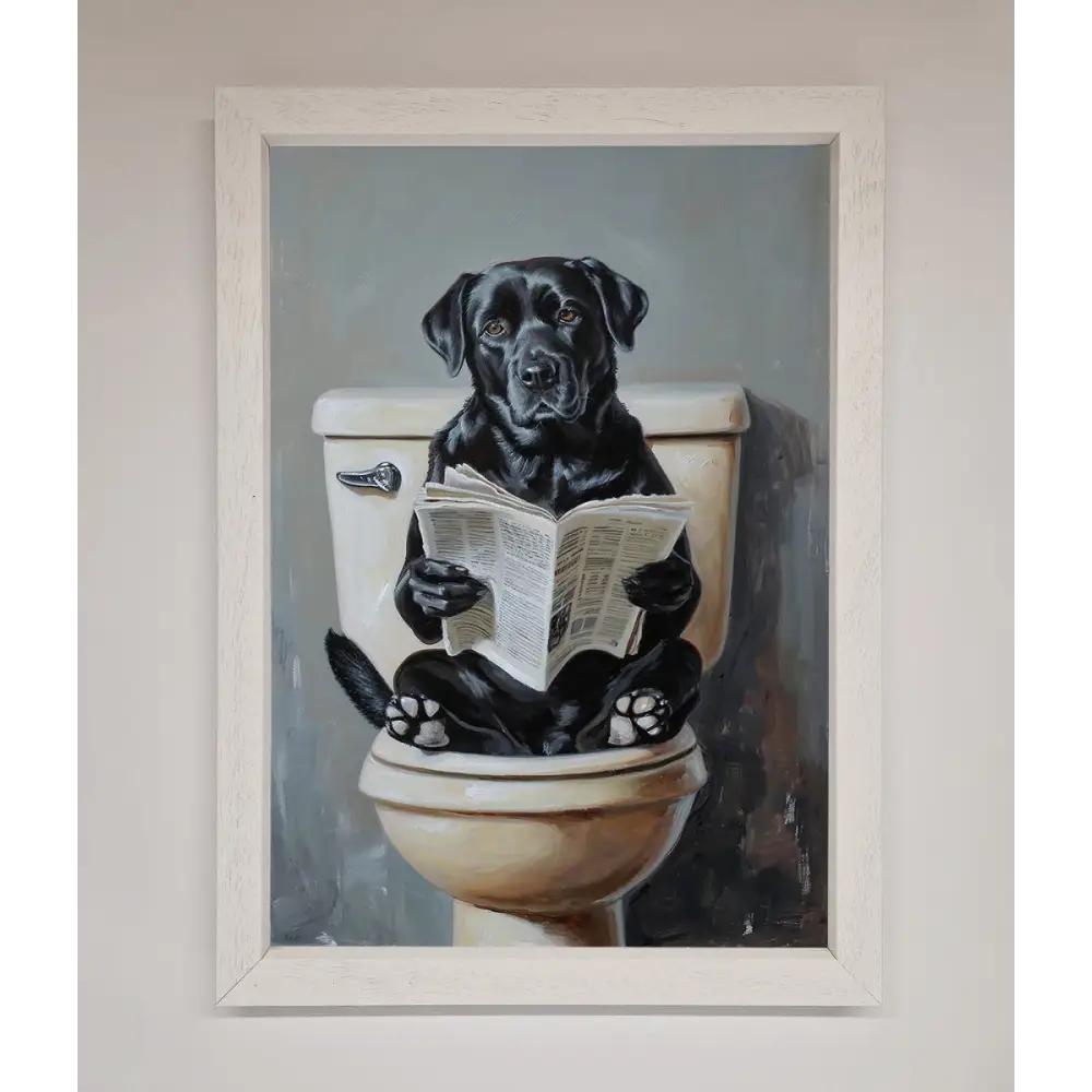 Black Lab On The Toilet Framed Poster - A3 (29.7 x 42 cm) / White - Framed Print