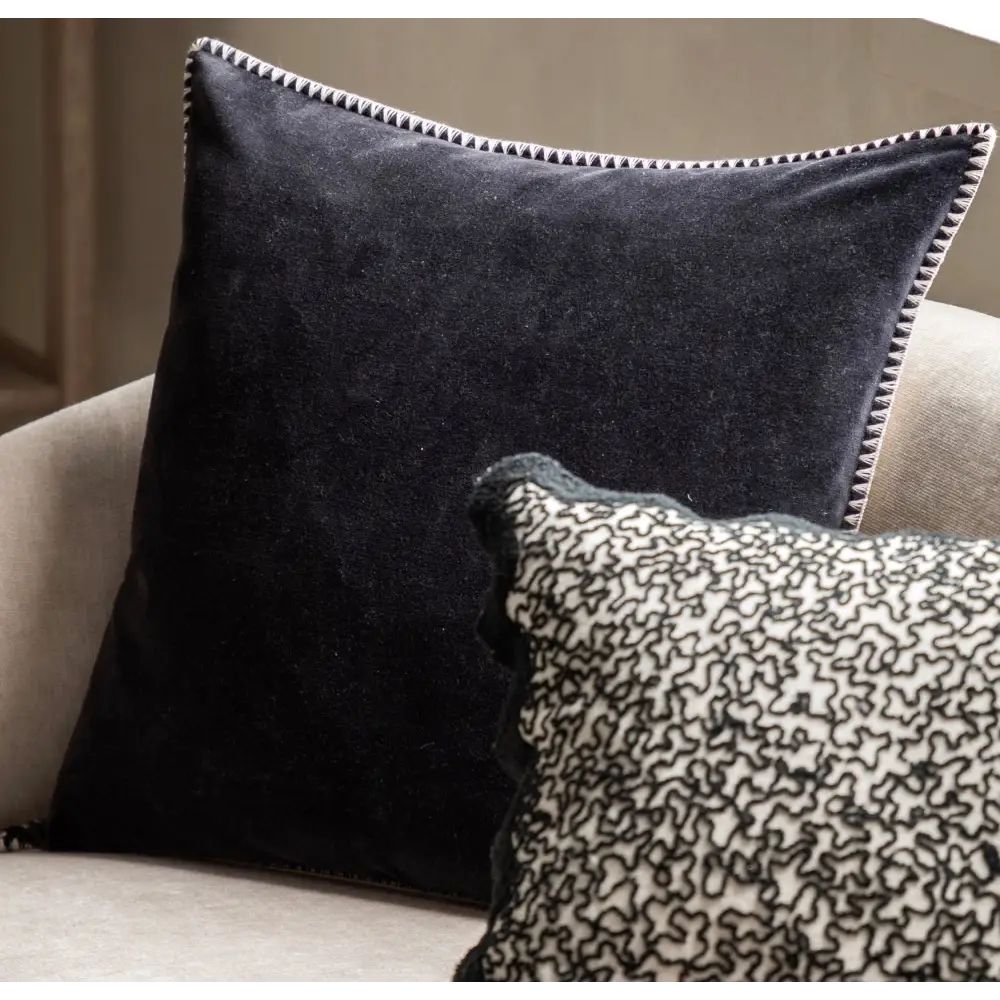 Black Velvet Stitched Scatter Cushion - Cushion