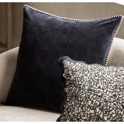 Black Velvet Stitched Scatter Cushion - Cushion