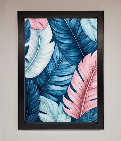 Blue And Pink Feathers Abstract Framed Print