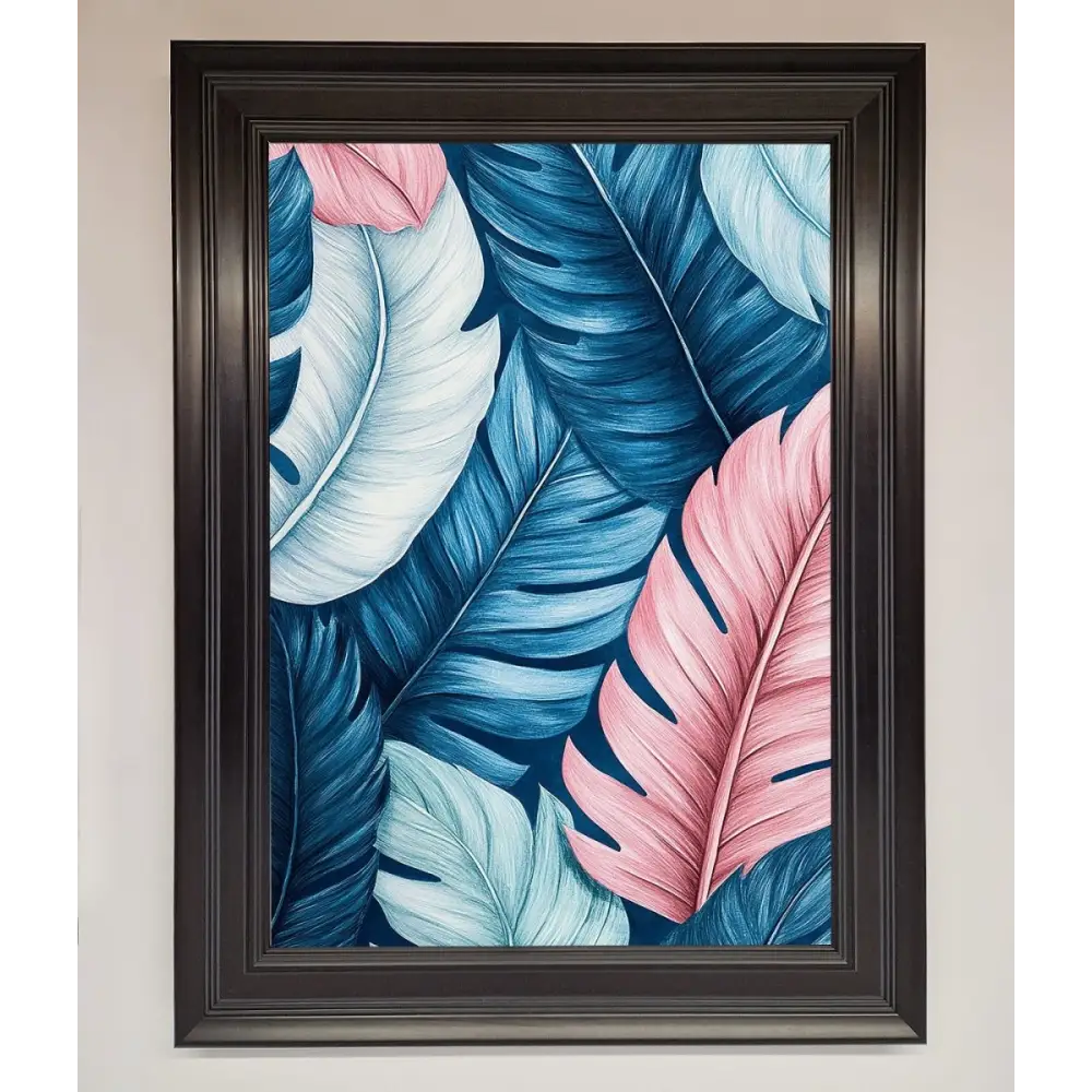 Blue And Pink Feathers Abstract Framed Print - A1 (59.4 x 84.1 cm) / Matt Black - Framed Print