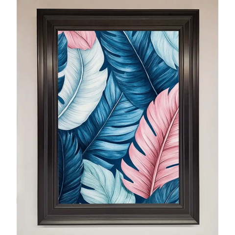 Blue And Pink Feathers Abstract Framed Print - A1 (59.4 x 84.1 cm) / Matt Black - Framed Print