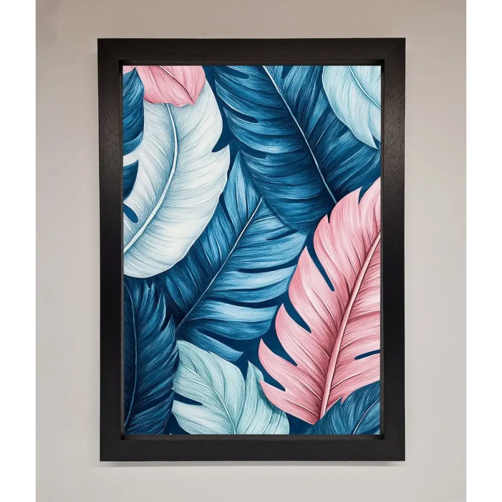 Blue And Pink Feathers Abstract Framed Print - A3 (29.7 x 42 cm) / Black - Framed Print