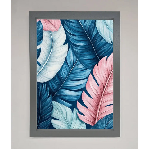 Blue And Pink Feathers Abstract Framed Print - A3 (29.7 x 42 cm) / Dark Grey - Framed Print
